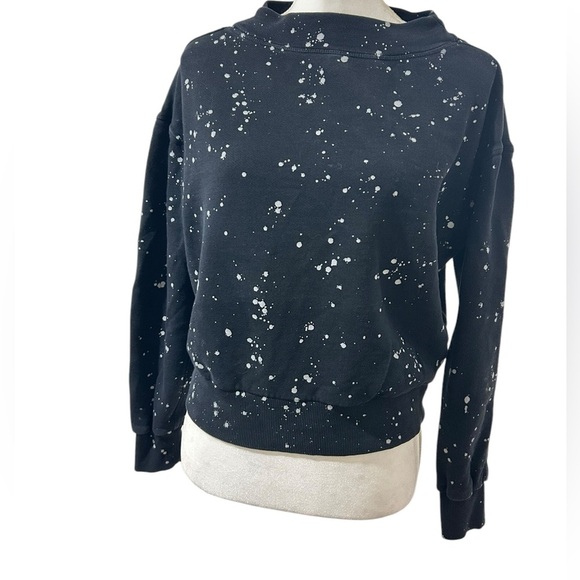 Anthropologie Pilcro Elayna Sweatshirt Splattered Paint Black White Crewneck - Picture 1 of 8